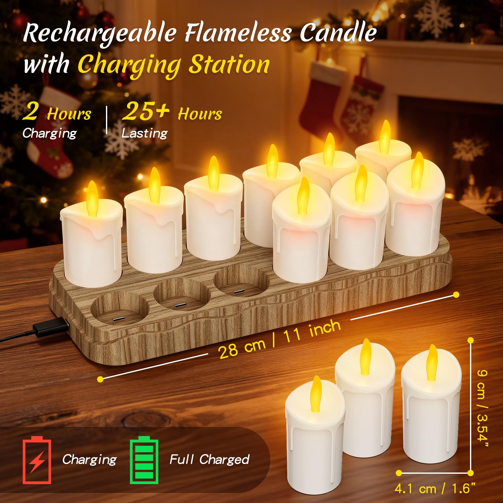 Candele LED Ricaricabili con Telecomando, Tea Light Candele Senza Fiamma, Candele Elettriche Funzionamento a Batteria Per Matrimonio, Halloween, Natale, Della Casa Decorazione (12pc con vassoio)