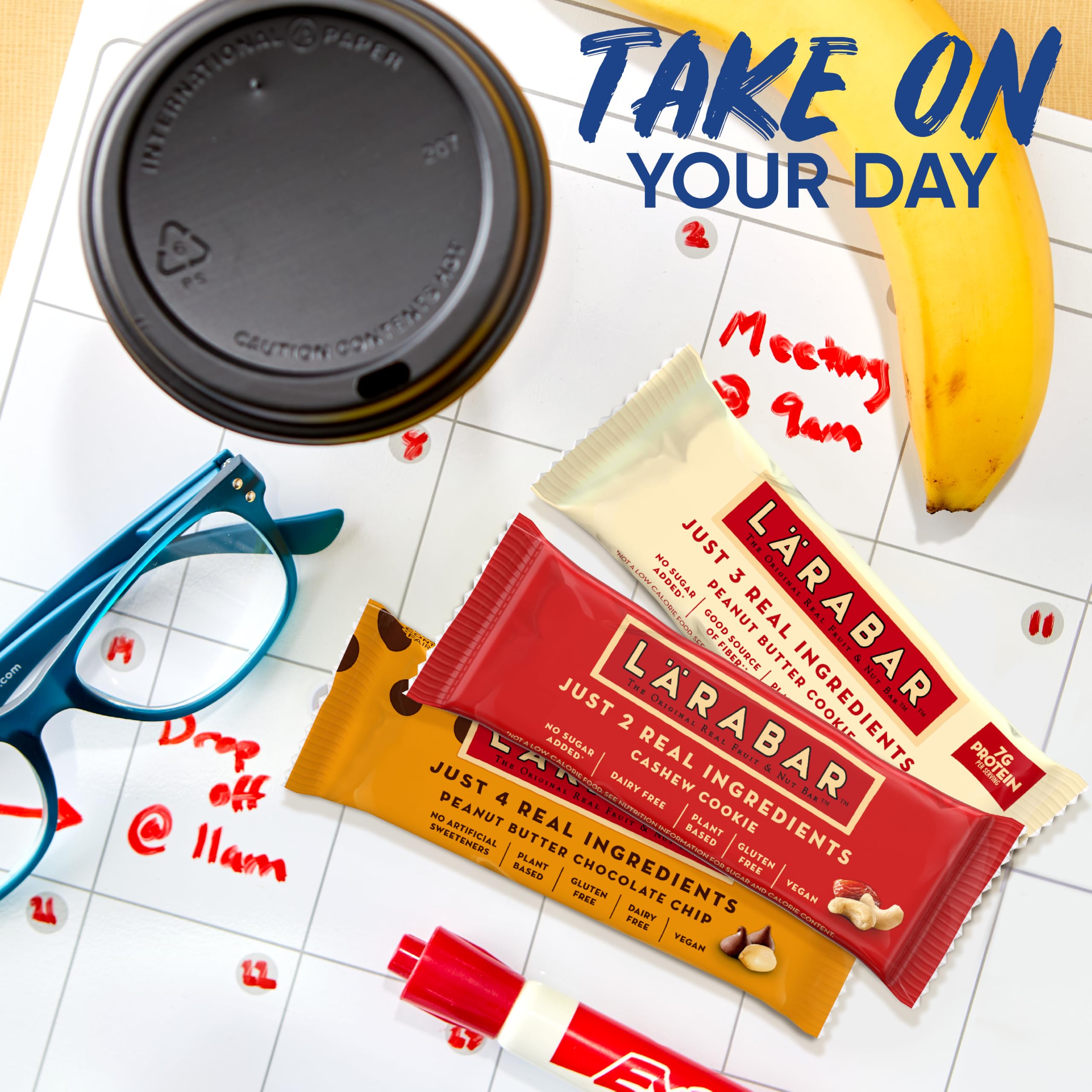 Larabar Assortiment de barres de fruits et de noix, 18 ct, 850,5 g | PB Choc Chip, PB Cookie & Cashew Cookie, 6 barres chacune, sans produits laitiers, sans OGM