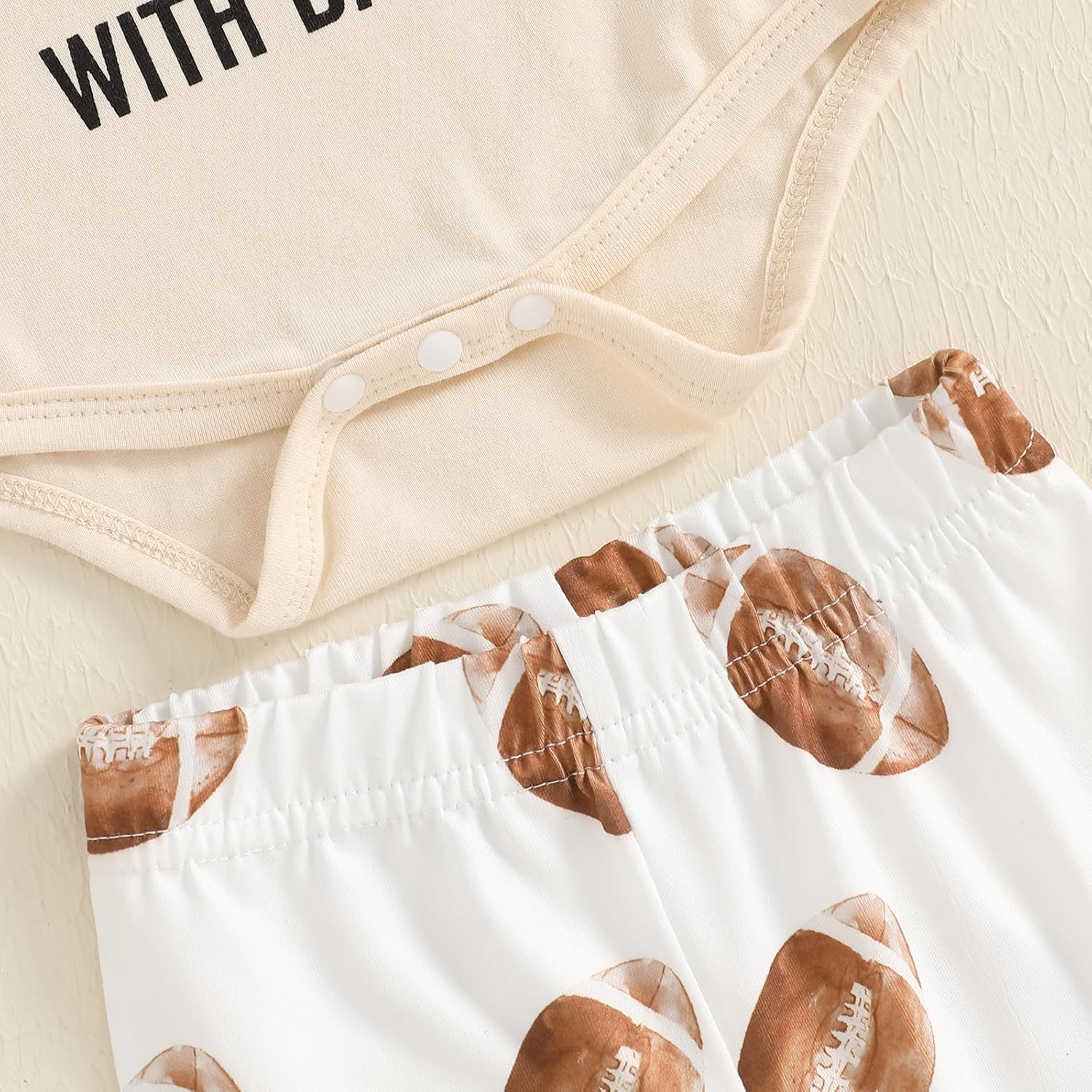 Karuedoo Newborn Baby Girl Football Outfit On Sundays We Watch Football with Daddy Romper Flared Pants Headband 3 Piece Set - Image 6