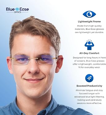 FREEZE2TRIM Blue Ease Optics Glasses for Women and Men No Blue Light Glasses For Men and Women Ease Eye Strain from Screen Computer Gaming BlueEase-Optics Eyeglasses with Clear Frame & Travel Case