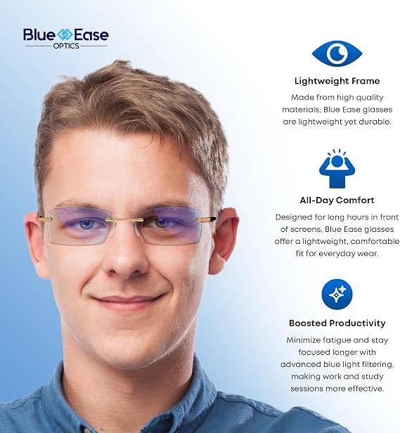 FREEZE2TRIM Blue Ease Optics Glasses for Women and Men No Blue Light Glasses For Men and Women Ease Eye Strain from Screen Computer Gaming BlueEase-Optics Eyeglasses with Clear Frame & Travel Case