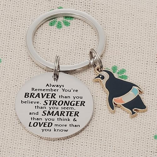 Miniatura 5 de Llavero de pingüino, regalo de pingüinos edificantes, regalo para los amantes de los pingüinos You are Braver Stronger Smarter Than You Think,