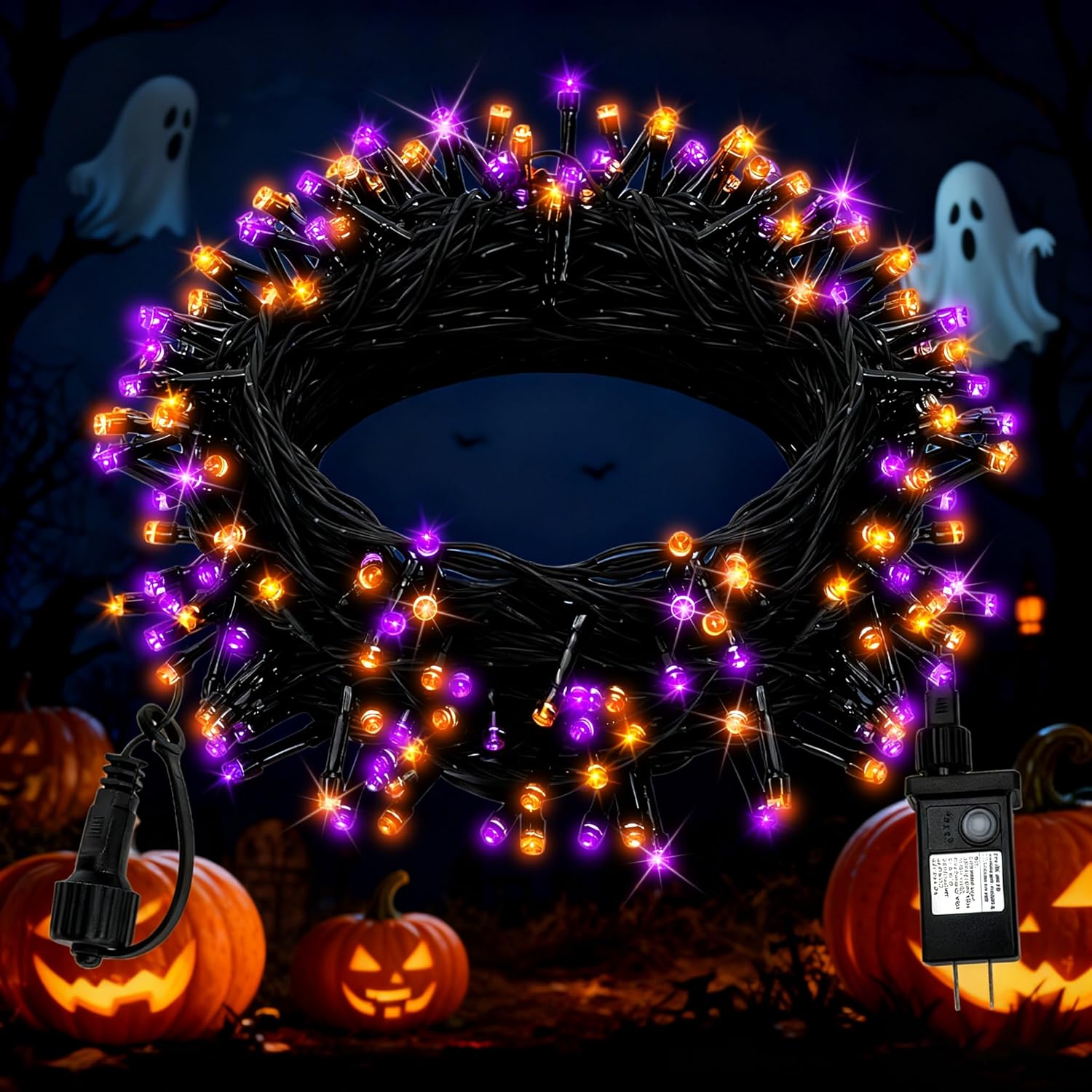 Halloween String Lights Plug in,33FT 100 LED String Lights with 8 Modes & Timer, Halloween Decorations for Party Carnival Supplies, Outdoor Indoor Yard Garden Decor, Purple & Orange Halloween String Lights Plug in,33FT 100 LED String Lights with 8 Modes & Timer, Halloween Decorations for Party Carnival Supplies, Outdoor Indoor Yard Garden Decor, Purple & Orange