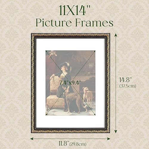 Miniatura 2 de TWING Portarretratos de 11 x 14 pulgadas, para fotos de 8 x 10 pulgadas con paspartú o de 11 x 14 pulgadas sin paspartú, marcos de fotos vintage