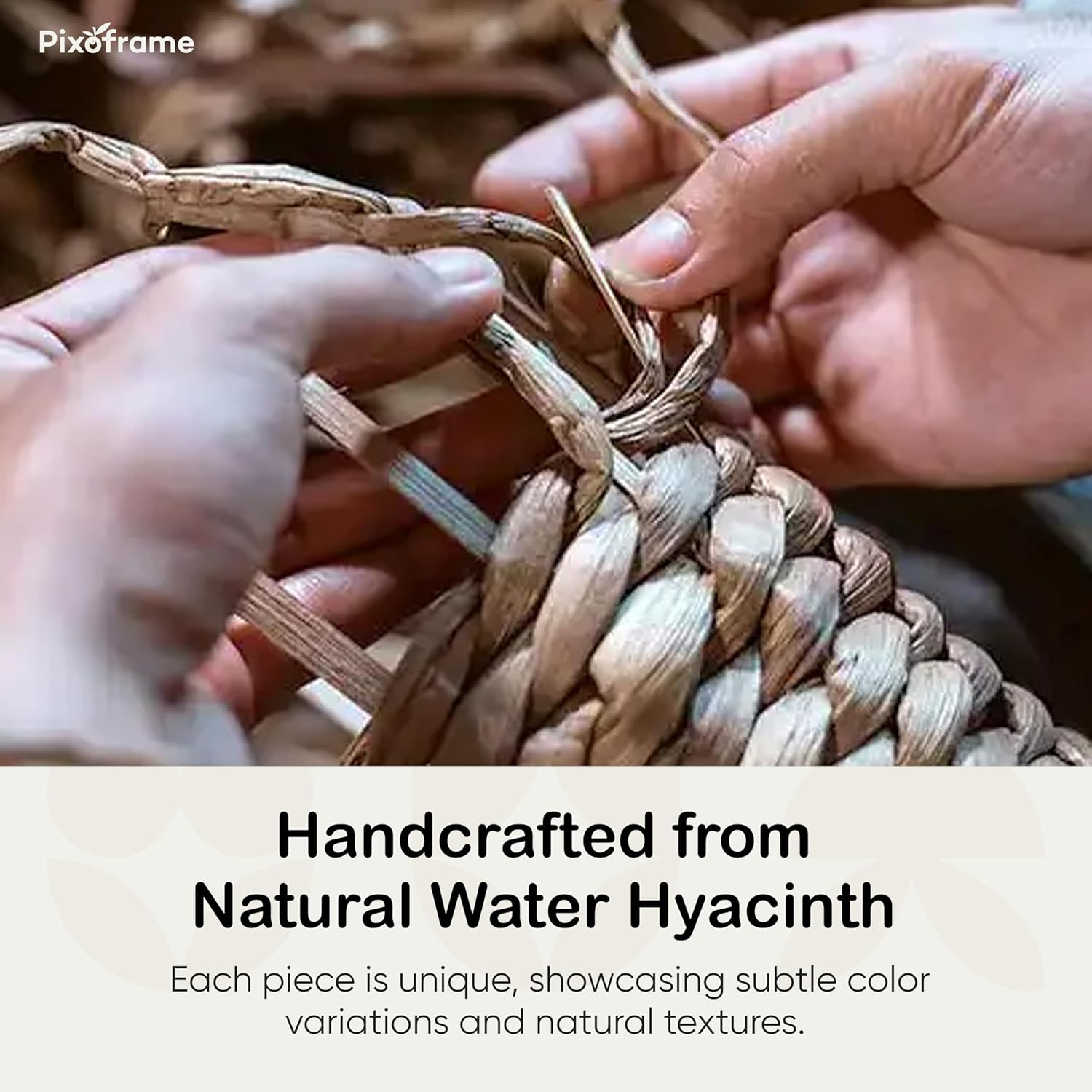 Medium Rectangular Handwoven Wicker Basket - Water Hyacinth Storage Baskets with 2 Polished Wooden Handles for Store Hand Towel, Fruits & Veggies etc – 10.75"x15.25"x5" - Pack of 2 - Natural