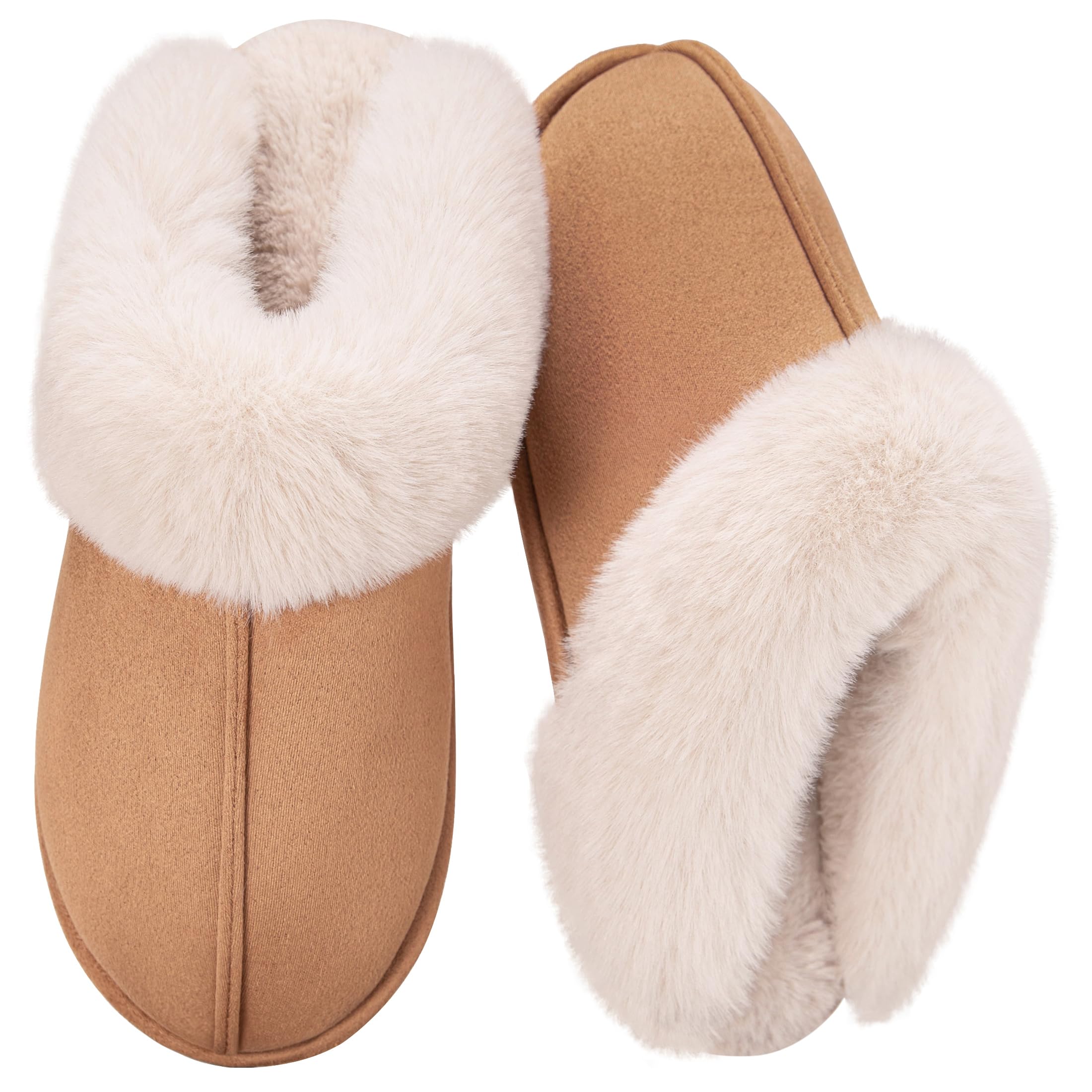 Womens Fuzzy House Slippers Memory Foam House Shoes Slip On Bedroom Slippers for Indoor Outdoor Use