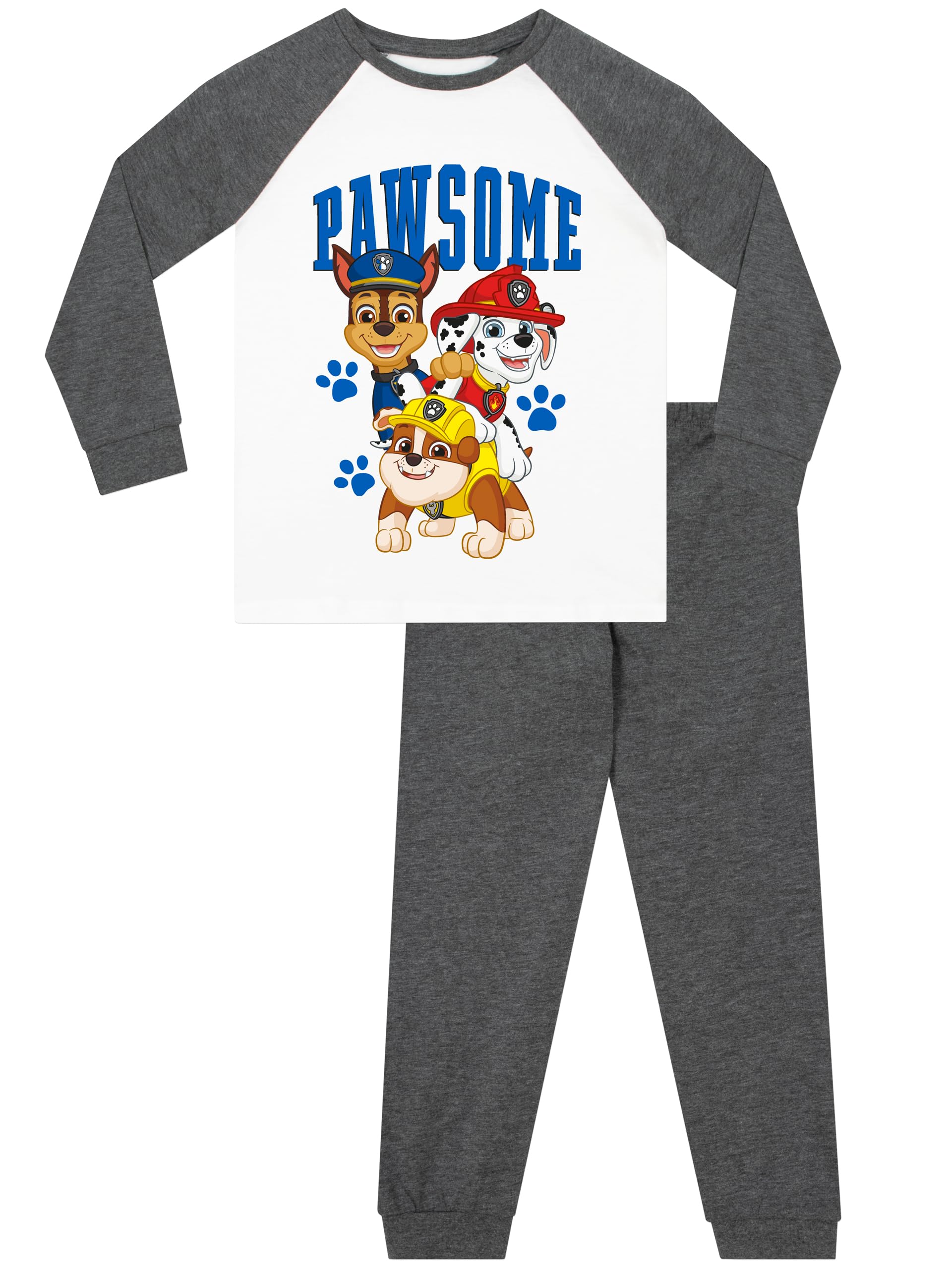 Paw Patrol Boys Grey Pyjamas | Long Sleeve Pyjamas | Marshall, Rubble And Chase Pjs | 7-8 Years