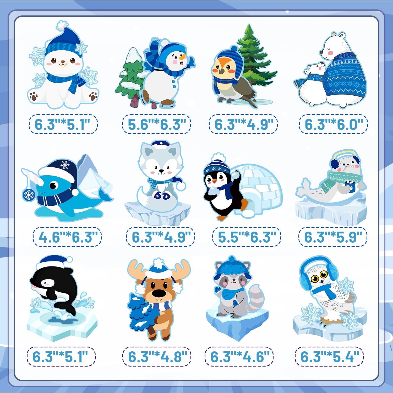 12 PCS Winter Arctic Animal Honeycomb Centerpieces, Winter Arctic Polar Animal Birthday Party Decorations Supplies Arctic Animal Table Centerpieces Decorations image 2