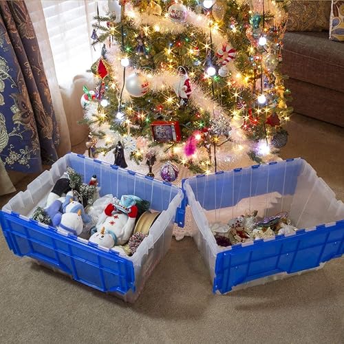 Miniatura 8 de Akro-Mils 66486 CLDBL Caja de almacenamiento de plástico de 12 galones con tapa adjunta, 21-12 pulgadas x 15 pulgadas x 12-12 pulgadas,