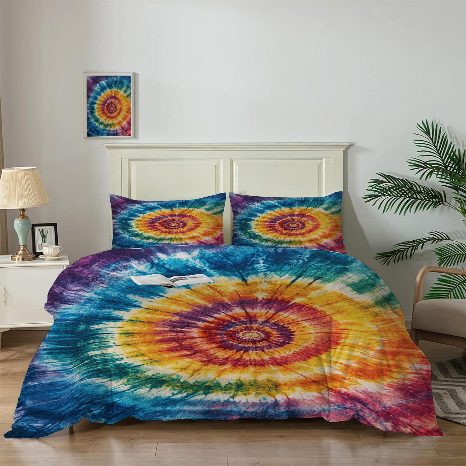 Parure de lit tie-dye housse de couette imprimée déco chambre adulte