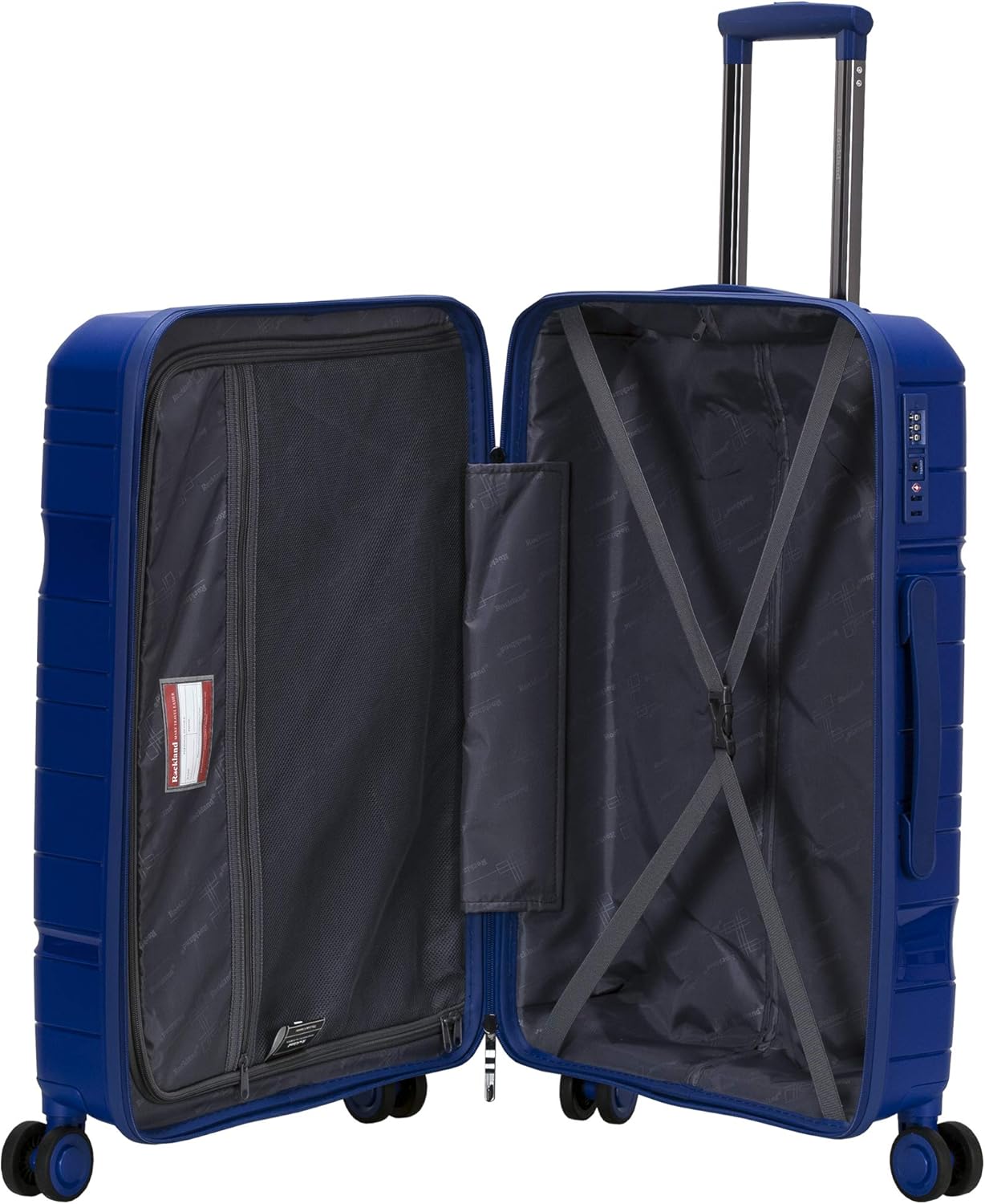 Rockland Linear 3-Piece Hardside Spinner Wheel Luggage Set, Navy, 3-Piece Set (19/23/27)