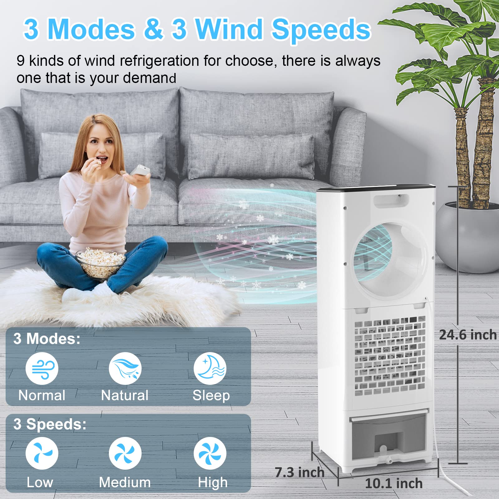 Buy Portable Air Conditioners, 3in1 Bladeless Evaporative Air Cooler