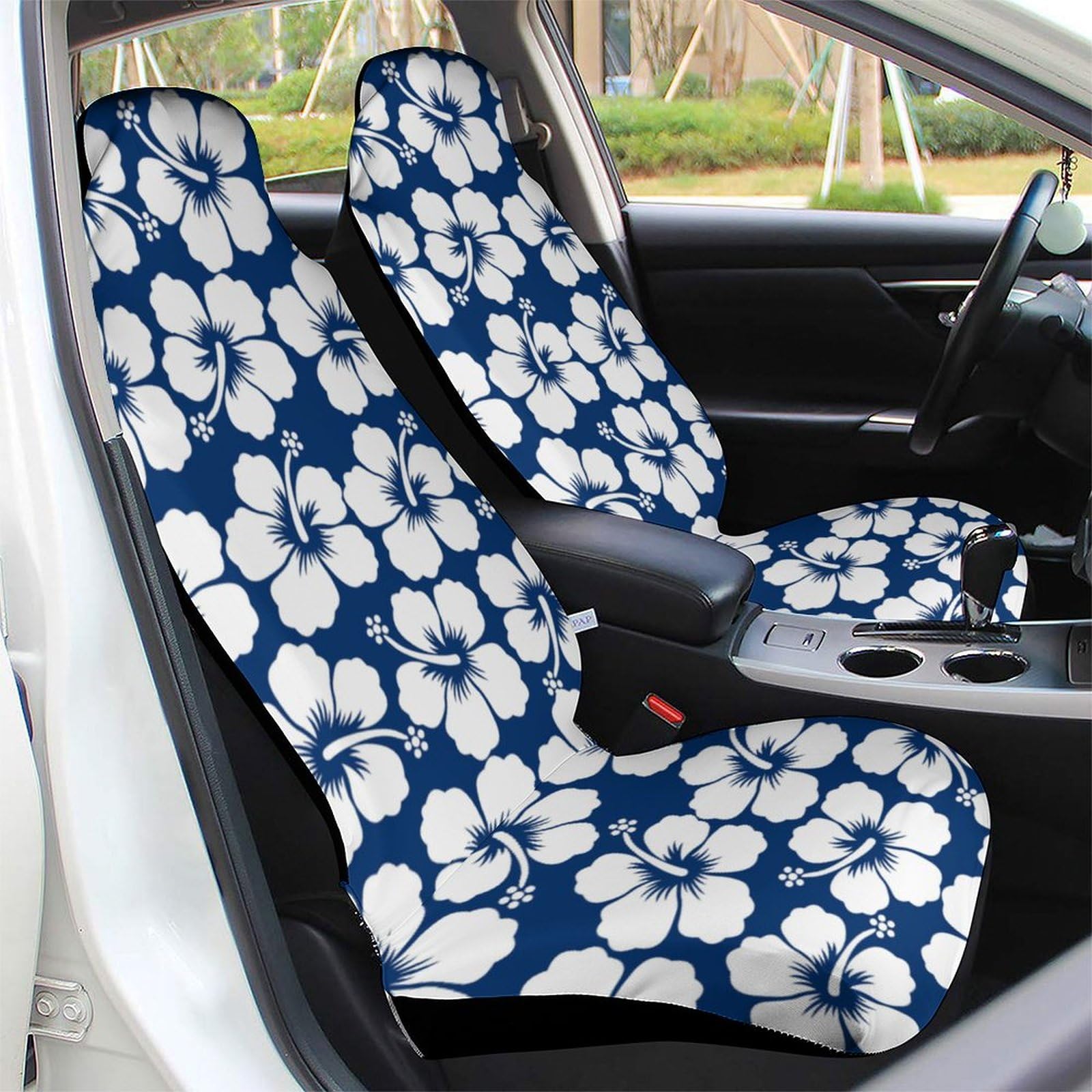 Funda para asiento delantero de coche, diseño de flores, estilo hawaiano, protector universal para asiento de coche