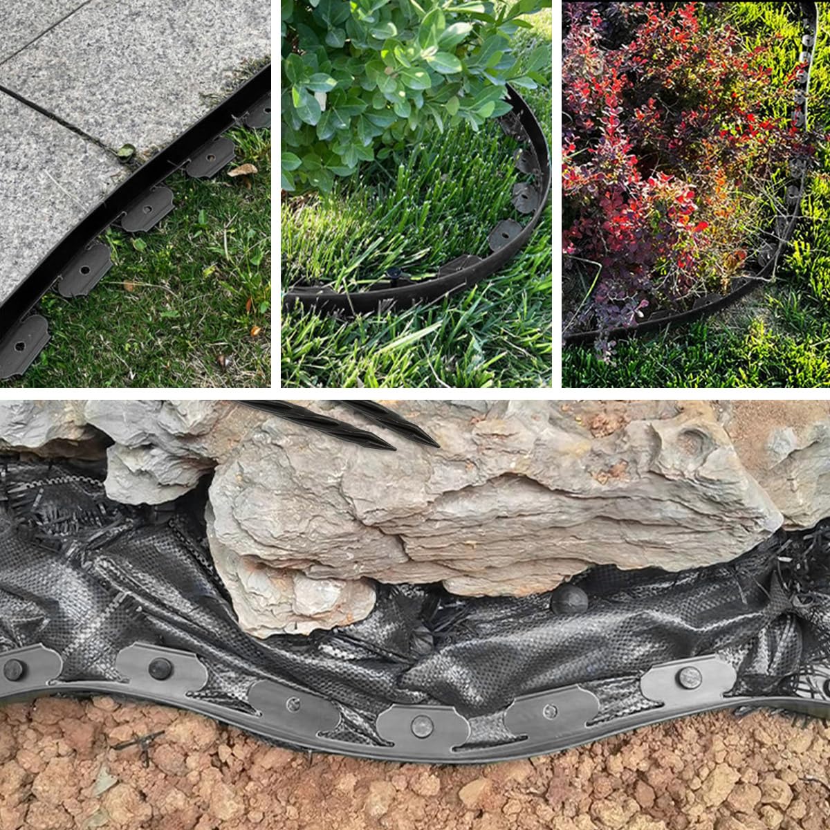 OTYMIOW Bordure de Jardin Flexible Flexible Noir 10m*5cm avec 30 Clous de Fixation, Bordure Jardin pour Bordures de Parterre Bordure Jardin Plastique Bordures de Jardin de Bordures de Pelouse