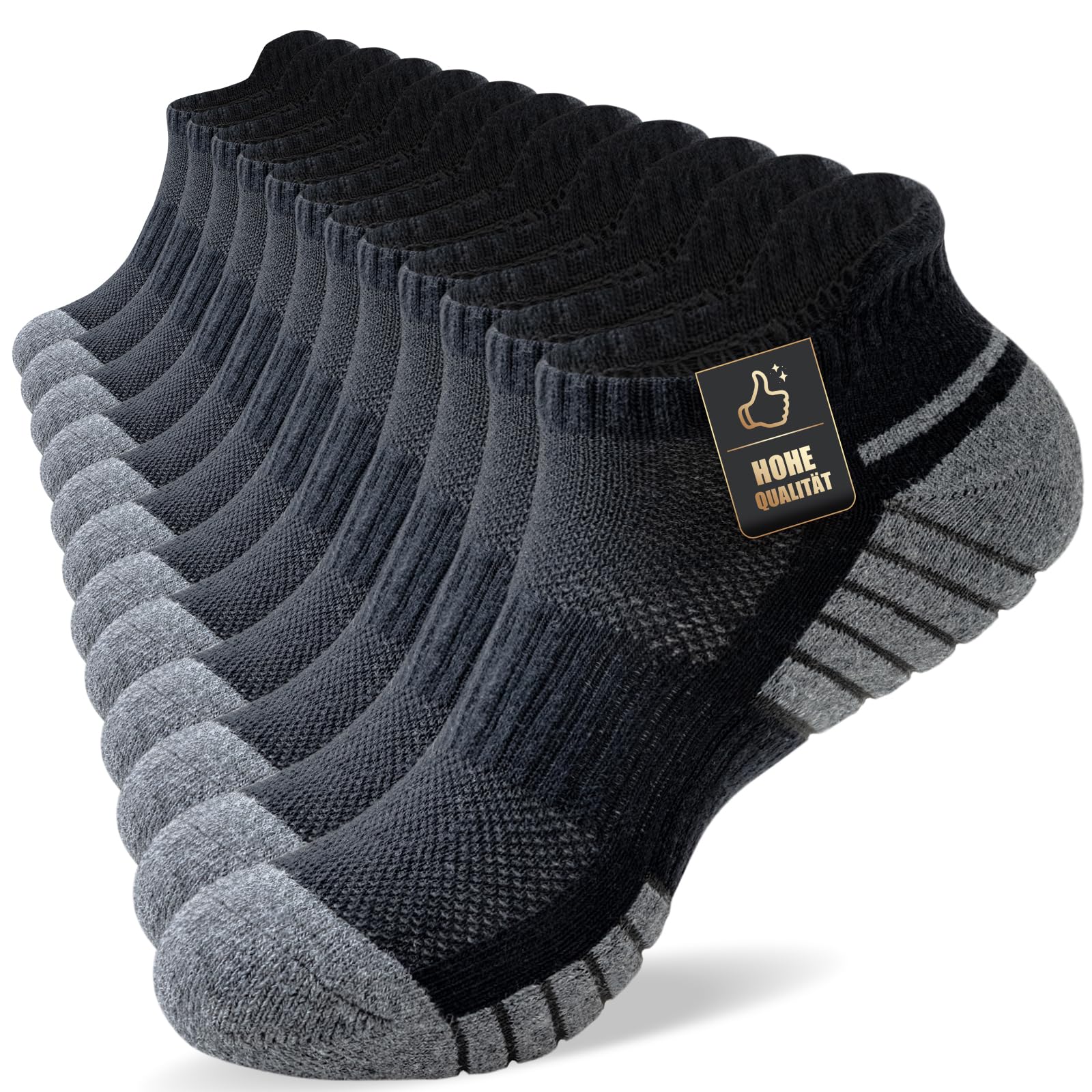 SockWaddles Calze Uomo Corte,6 paia Calzini Sportive Donna Uomo, traspiranti, in Cotone Estive, Unisex, Nero e bianco 43-46, 39-42, 35-38, 47-50