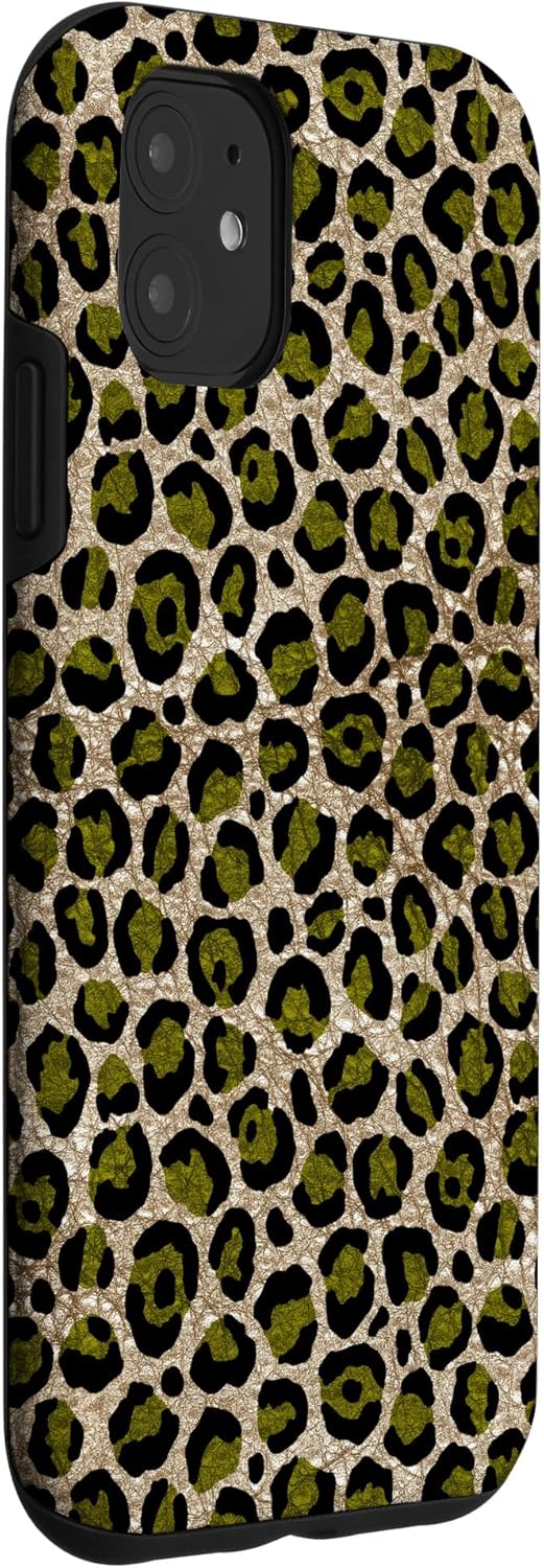 Olive Green Leopard Print Phone Case for iPhone 11