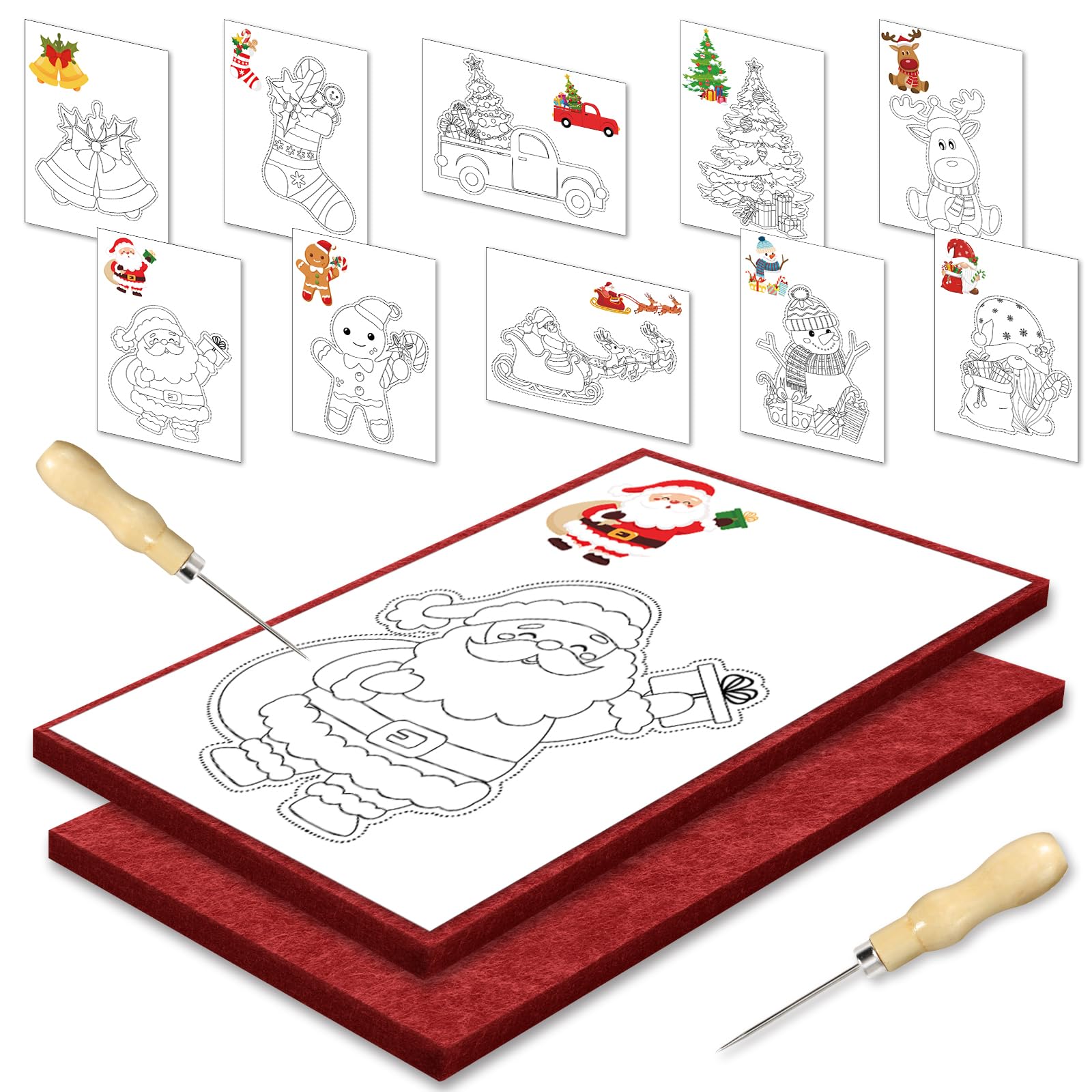 Kit Punteruolo Per Bambini – 4 Aghi E 4 Tappetini In Feltro 20x15 Cm – Attività Fai Da Te - 2