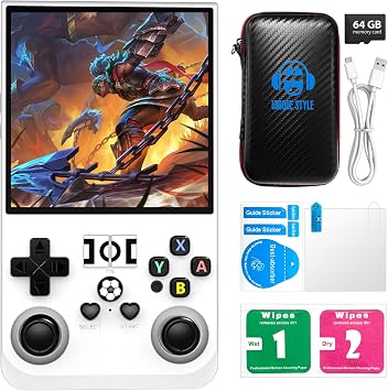 RG43V PRO Retro Handheld Game Console, 4.0 Inch Portable Open Source Linux System, 720x720 IPS HD Screen, 64G Support 18000+ Classic Game, 4000mAh Large BatteryWhite 63GB