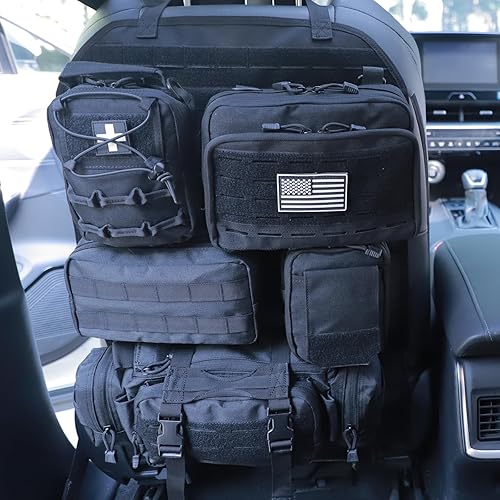 Miniatura 8 de Organizador táctico universal para respaldo de asiento de automóvil, organizador táctico Molle para vehículos, panel protector de vehículos con 5
