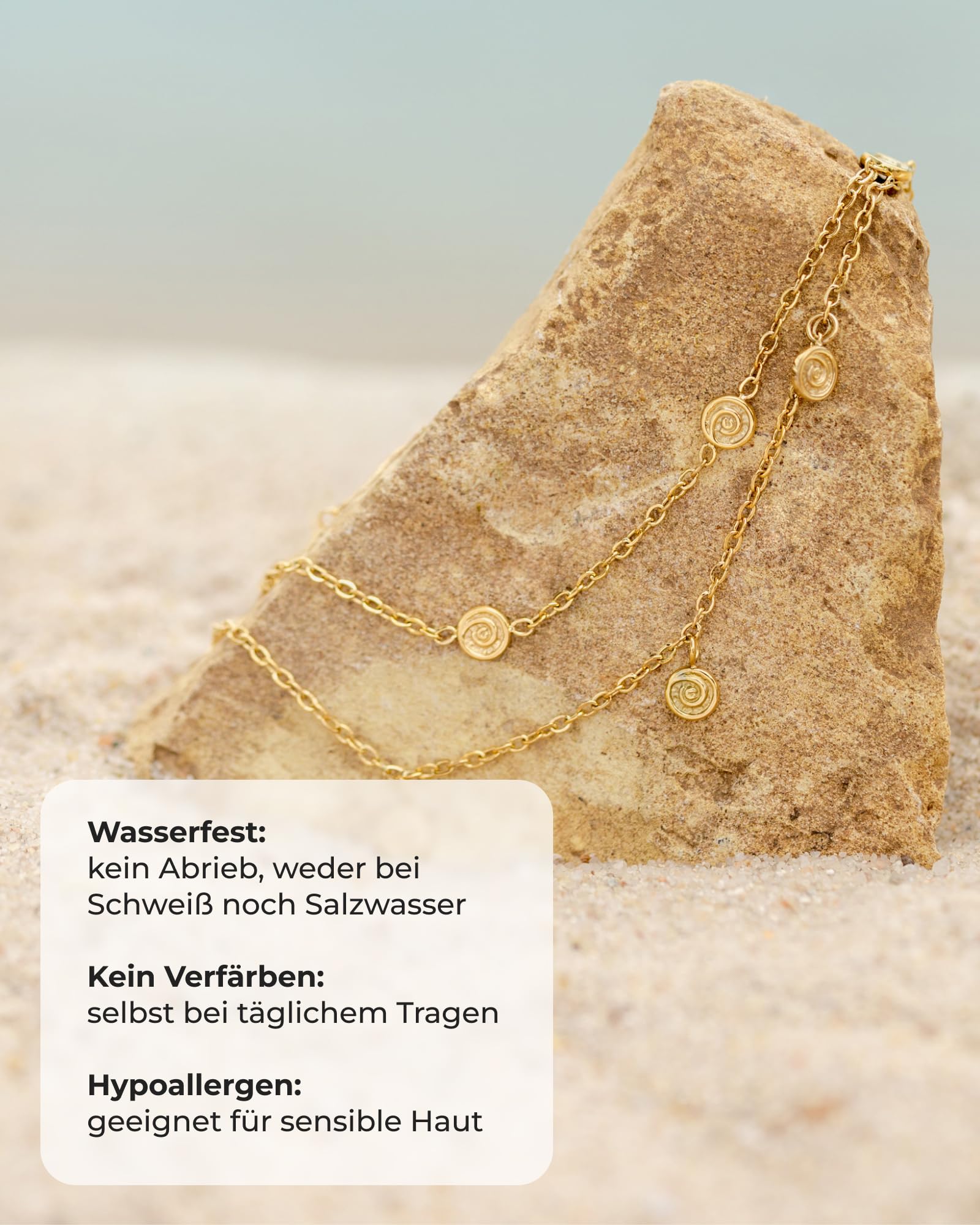 Luamaya mehrreihiges wasserfestes Armband mit Swirl-Anhänger für Damen