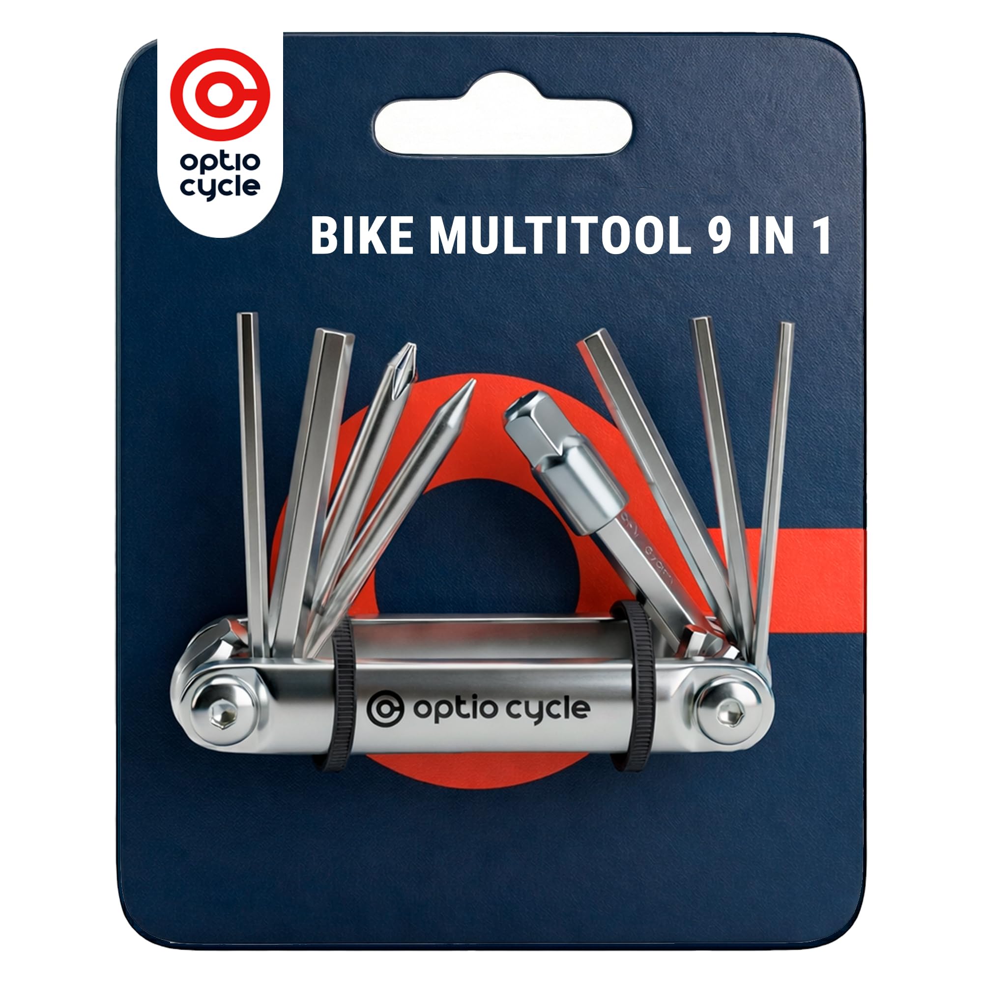 Optio Cycle Bike Multi Tool 9-in-1 – Compact Bicycle Tool Kit | Cycling Multitool Mini for MTB, Road, Gravel & BMX Repairs | Bike Multifunction Tools