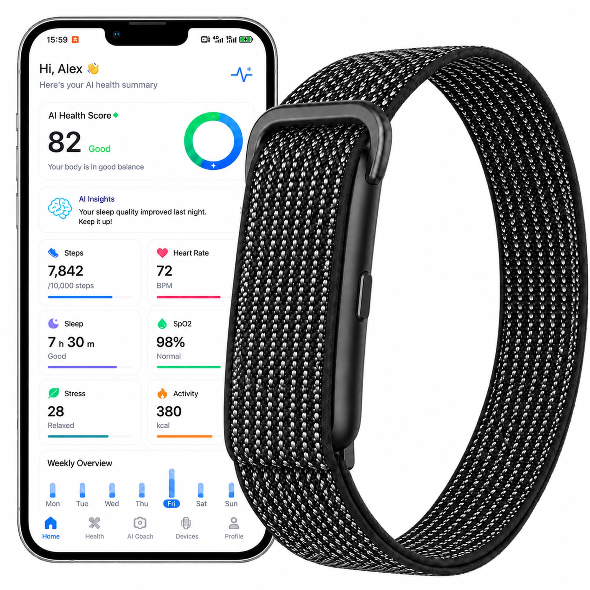 Pulsera Actividad Smart Band Sin Pantalla 176+ Sportmodi Batería +45 días