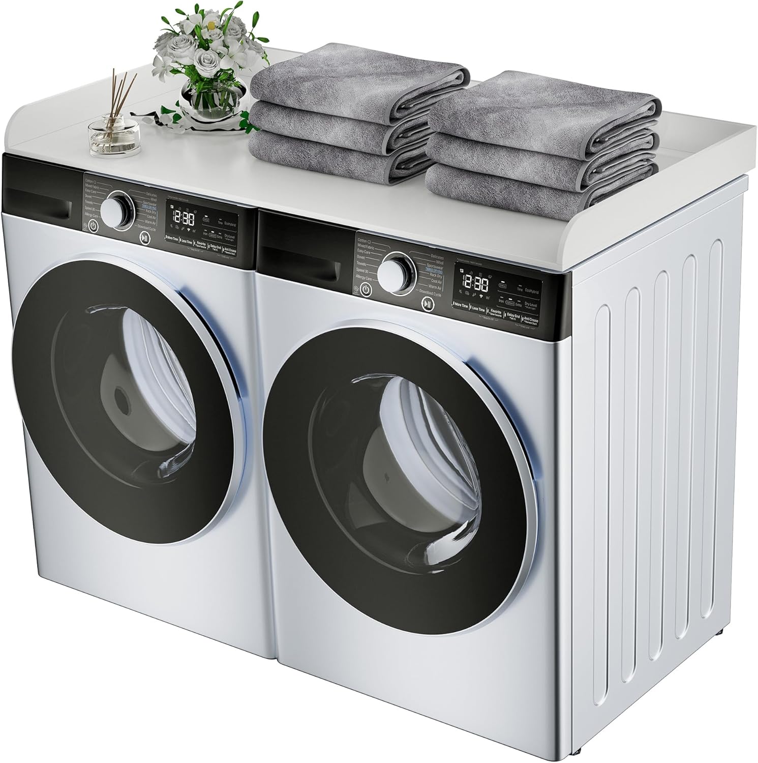 FlyGeneral Washer and Dryer Countertop, 27.5" x 54" White Quick-Install Washer and Dryer Countertop for Organizing The Laundry Room.