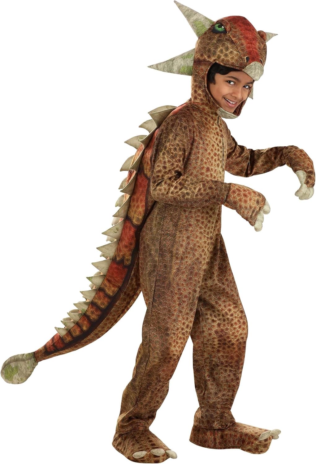 Kids Ankylosaurus Dinosaur Costume - Includes Jumpsuit, Headpiece, Gloves & Shoe Covers - Prehistoric Halloween Outfit
