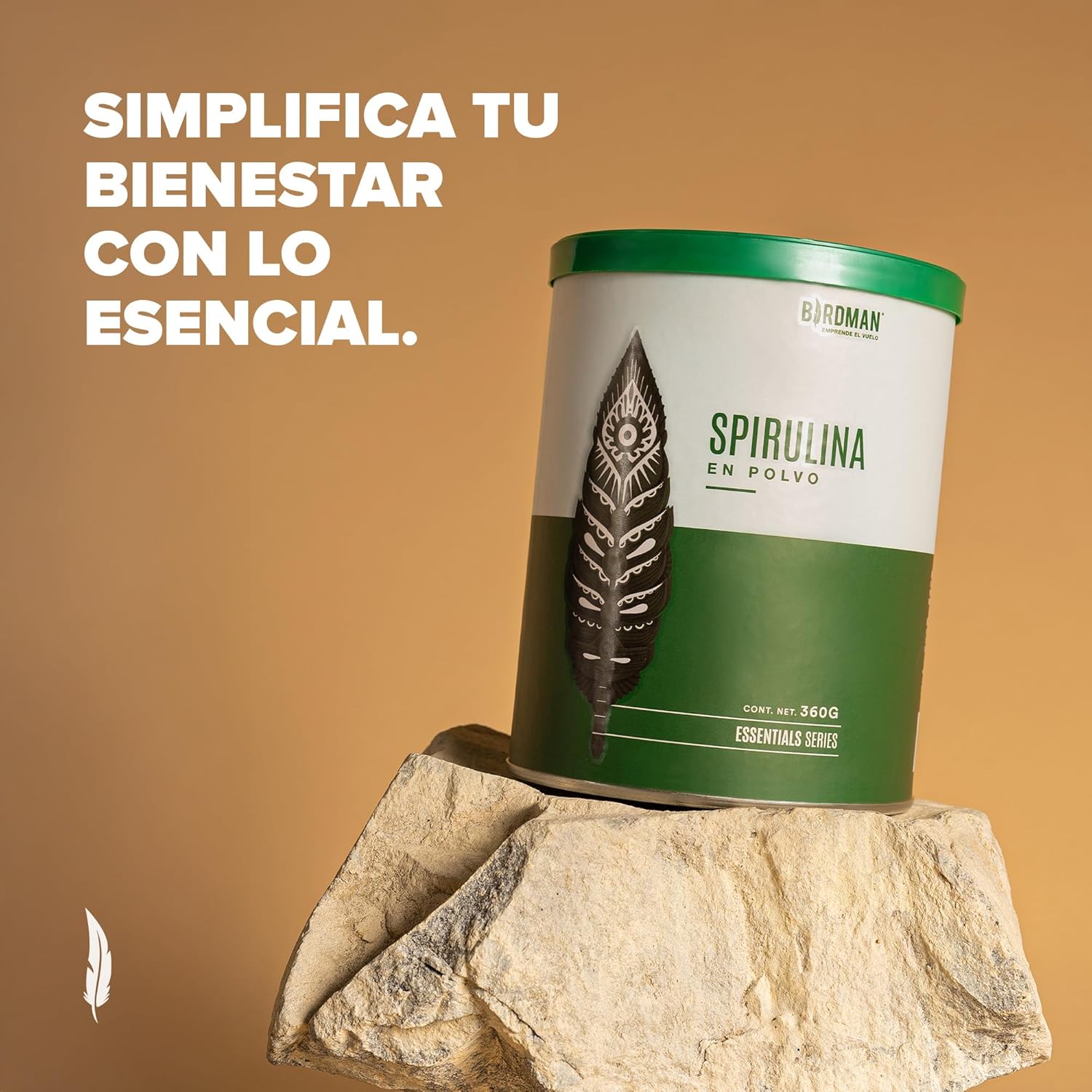 Birdman Spirulina en Polvo con Vitamina A, Vitamina K1, Zinx, Ficocianina, Clorofila, GLA, Zeazantina y Hierro, 360gr