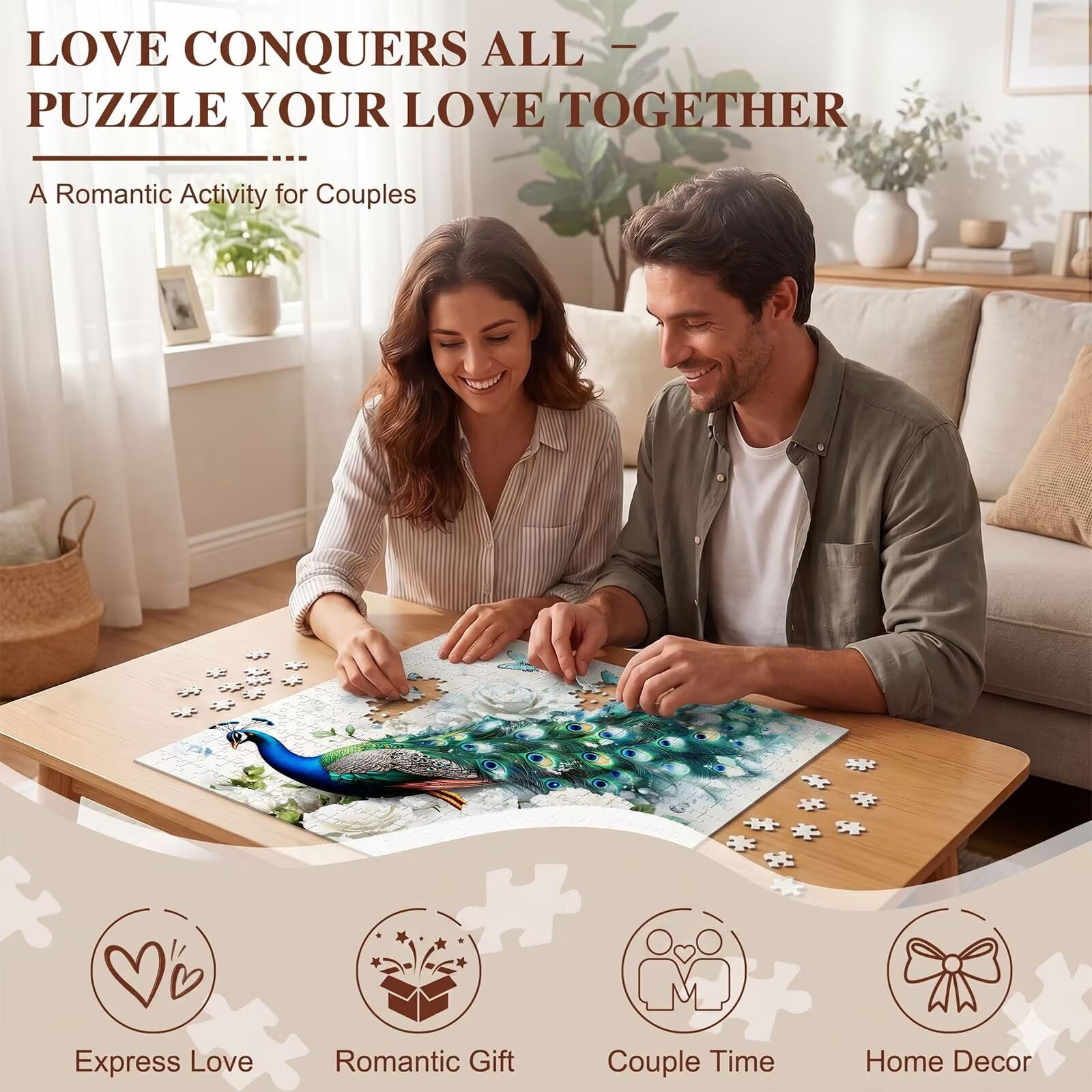 Pavone fiore-3 Puzzle 4000 Pezzi per Adulti, Puzzle in Legno - Collezione Classica con Poster Incluso -Sfida di Concentrazione e Passatempo Antistress, Gioco Educativo per Famiglia, 141 x 87 cm f0-577
