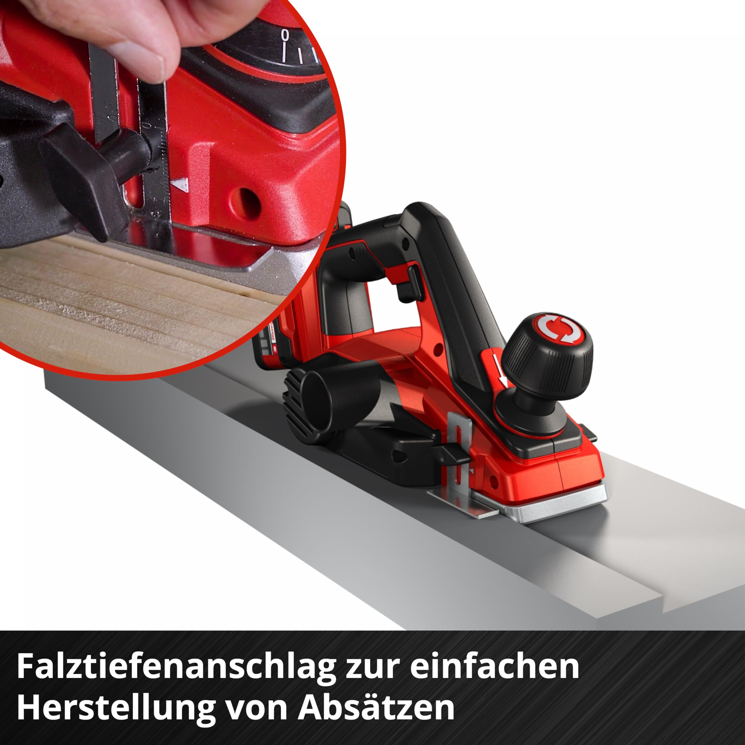 Einhell Akku-Hobel TE-PL 18/82 Li-Solo Power X-Change (18 V, 82 mm Hobelbreite, bis 2 mm Spantiefe, Falztiefen-/Parallelanschlag, autom. Parkschuh, inkl. 2x Wendemesser, ohne Akku)