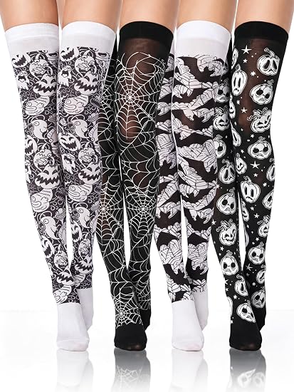 Boao 4 Pcs Thigh High Stockings for Women
