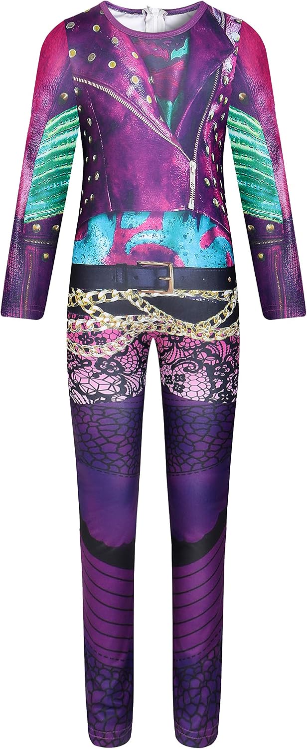 Halloween Classic Costume for Girls Purple Party Cosplay Outfit Dress Up 5-12Years