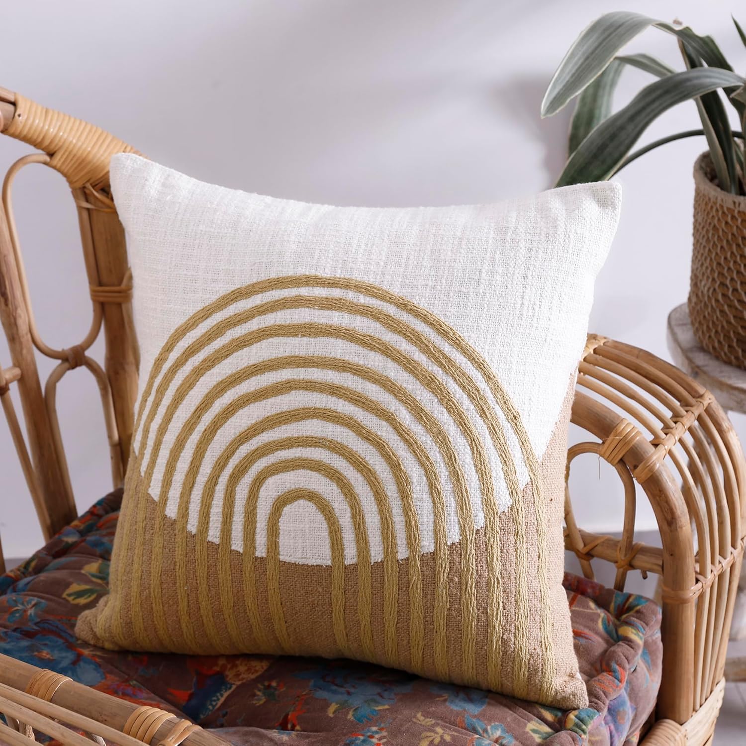 Labhanshi New Rainbow Tufted Square Throw Pillow Cover Sofa Throw Pillow Boho Pillow Cover Pillow Cover for New Home Decor Gift 18x18 Inch