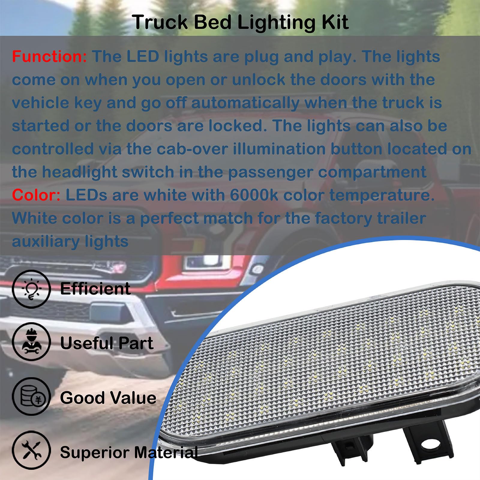 REAXOAL Truck Bed Lighting Kit,Trailer Cargo Box Lighting Assembly Compatible with 2021-2025 Ford F-150