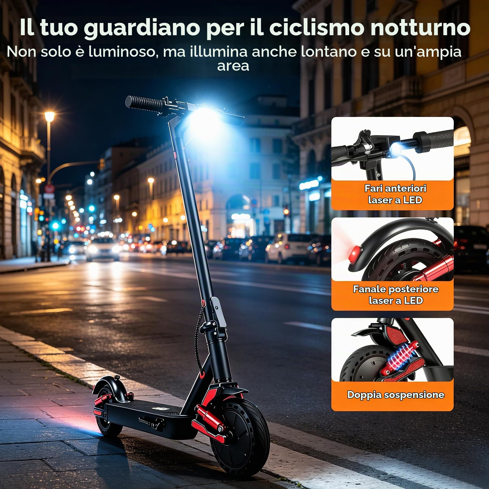 HX D06 Monopattino Elettrico Adulto, Doppia Sospensione, 500W 16/25Ah E Scooter per Città e Leggero Off-Road, Autonomia Massima 45-70km, Display Multifunzione - Pneumatico Pieno 8.5"