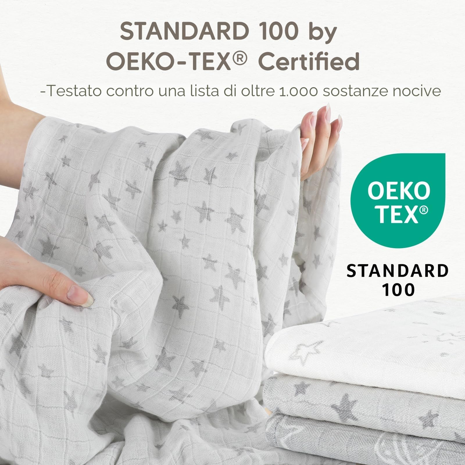 Maliton Mussole Neonato 6 Pz 70x70cm Panni in Mussola morbidi assorbenti traspiranti