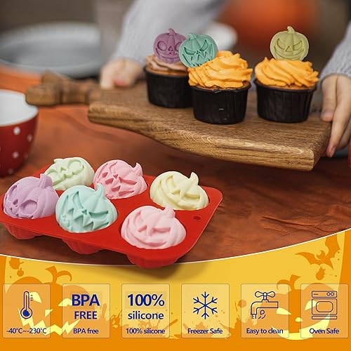 Miniatura 4 de 2 moldes de silicona para calabaza de Halloween para caramelos de chocolate, moldes de calabaza de Halloween 3D de silicona para gomitas de caramelo