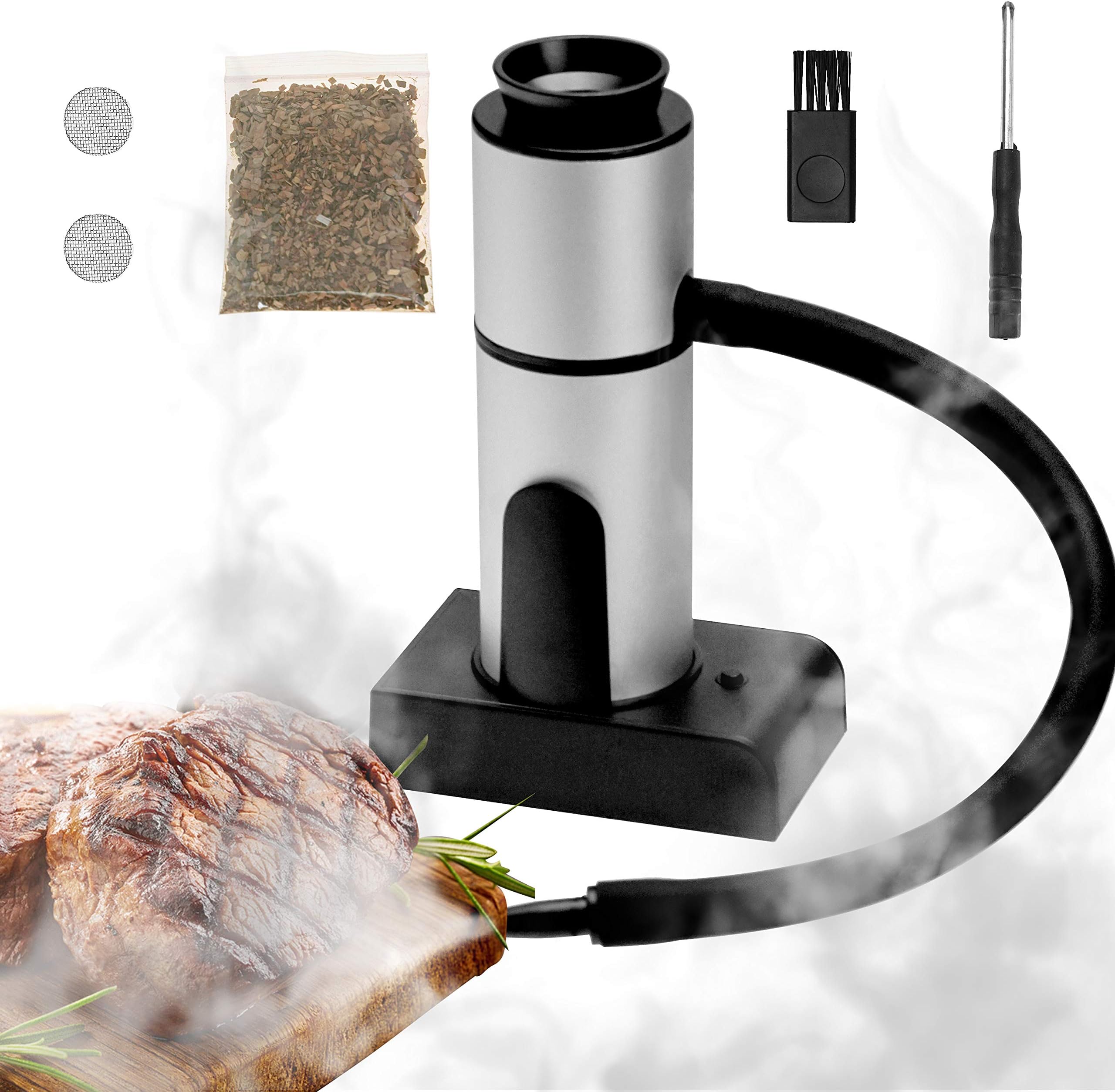 2021 New Smoking Gun, Portable Smoke Infuser Smoke Gun, Cocktail Smoker, Hand-held Cold Smoker Food Smoker for Any Meat Cocktail Cheese BBQ Sous Vide Steak Beef, Sausage, Vegetable Salad, etc.