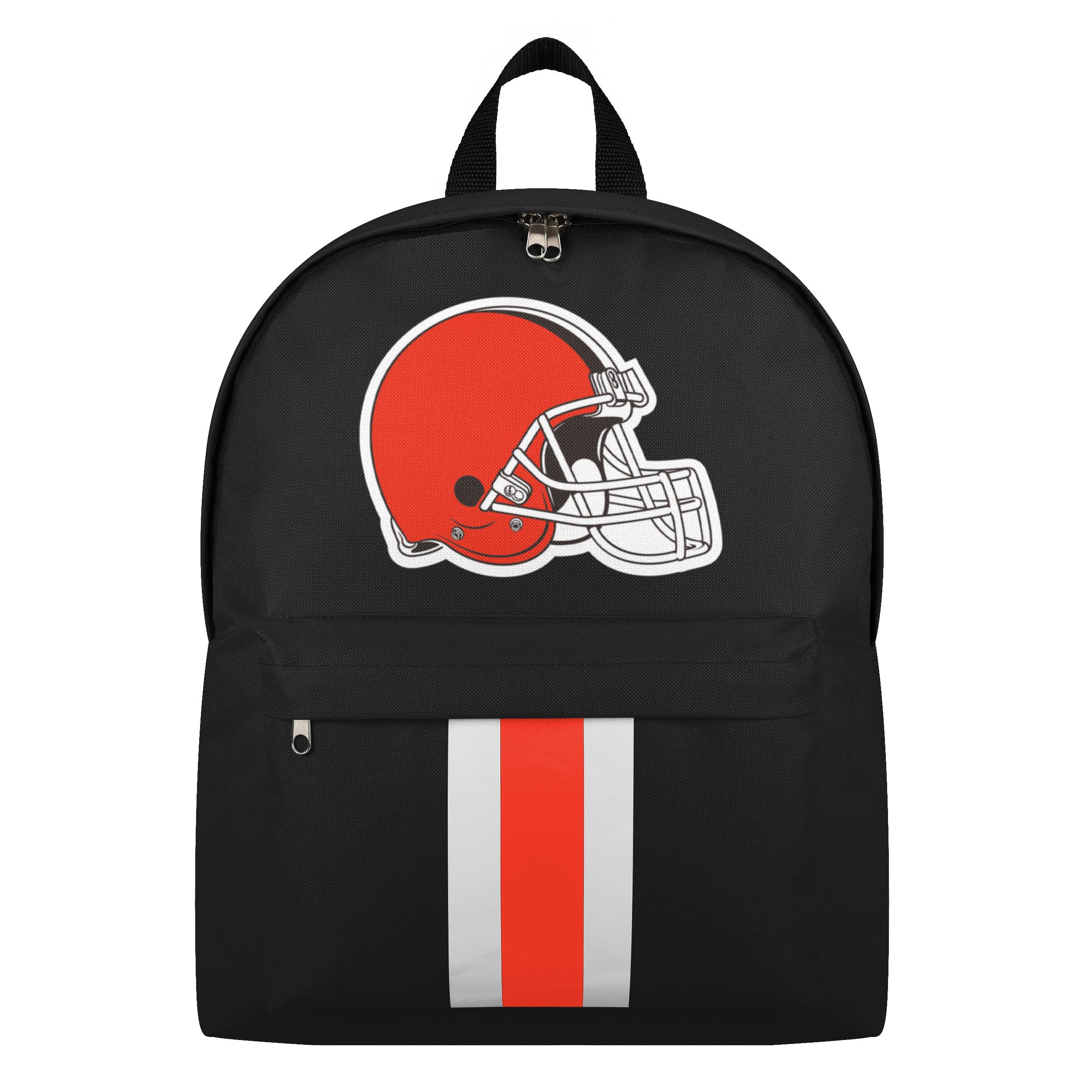 FOCO NFL Officially Licensed Team Color Primary Logo Solid Stripe Football School Bag Travel Backpack, Cleveland Browns, One Size, Daypack Backpacks