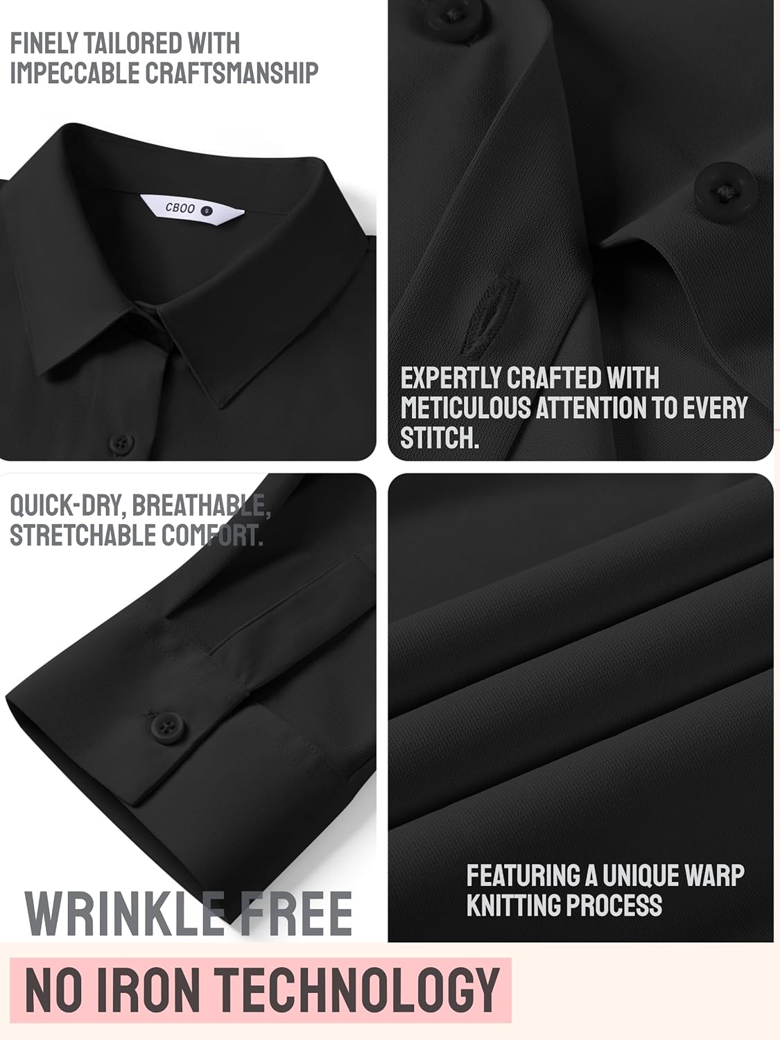 CBOO Women's Stain-Resistant Shirts Wrinkle Free & Non Iron Long Sleeve Button Down Blouse Office Tops - Image 5