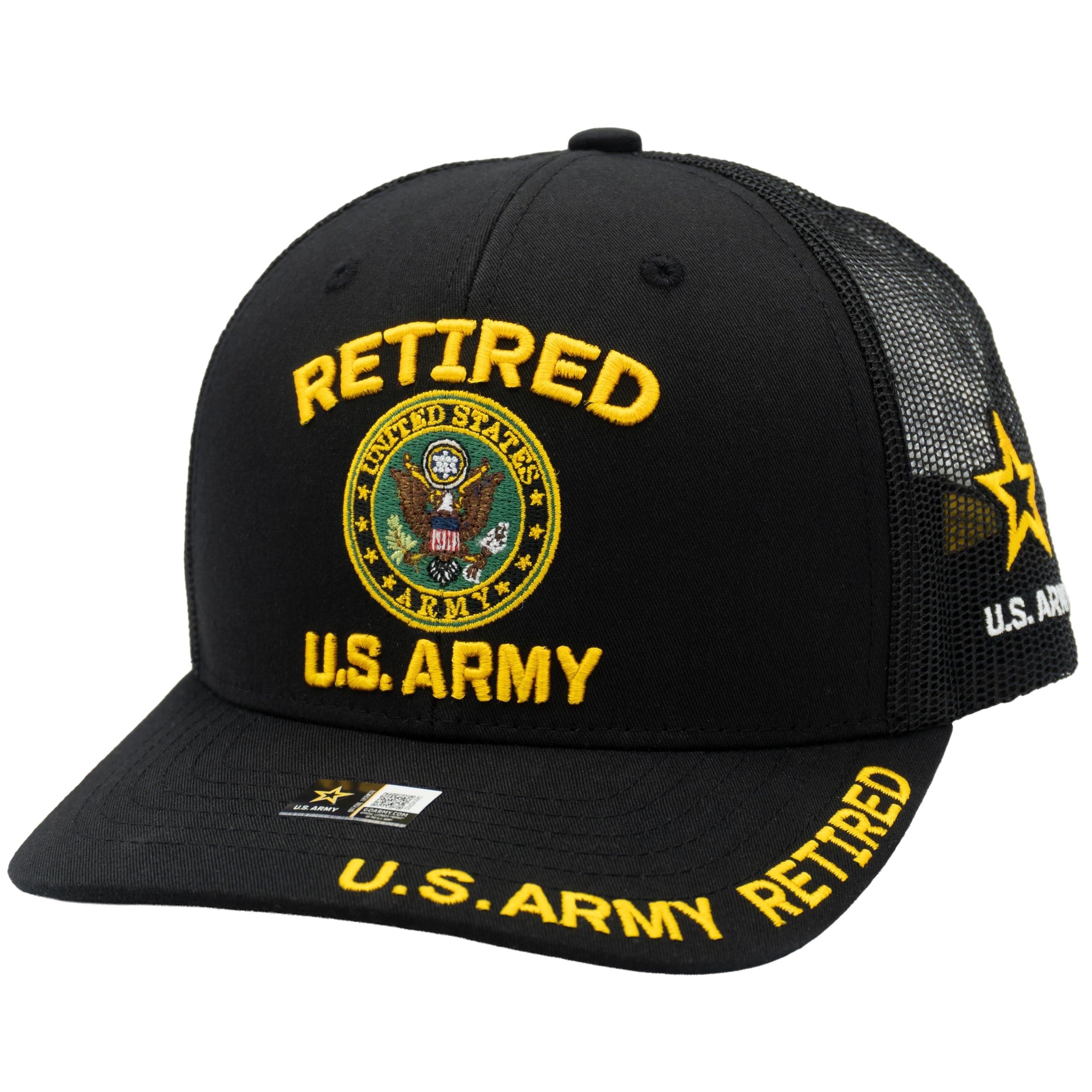Retired US Army Veteran Hat for Men Official Baseball Cap, Black, Trucker | Officially Li…