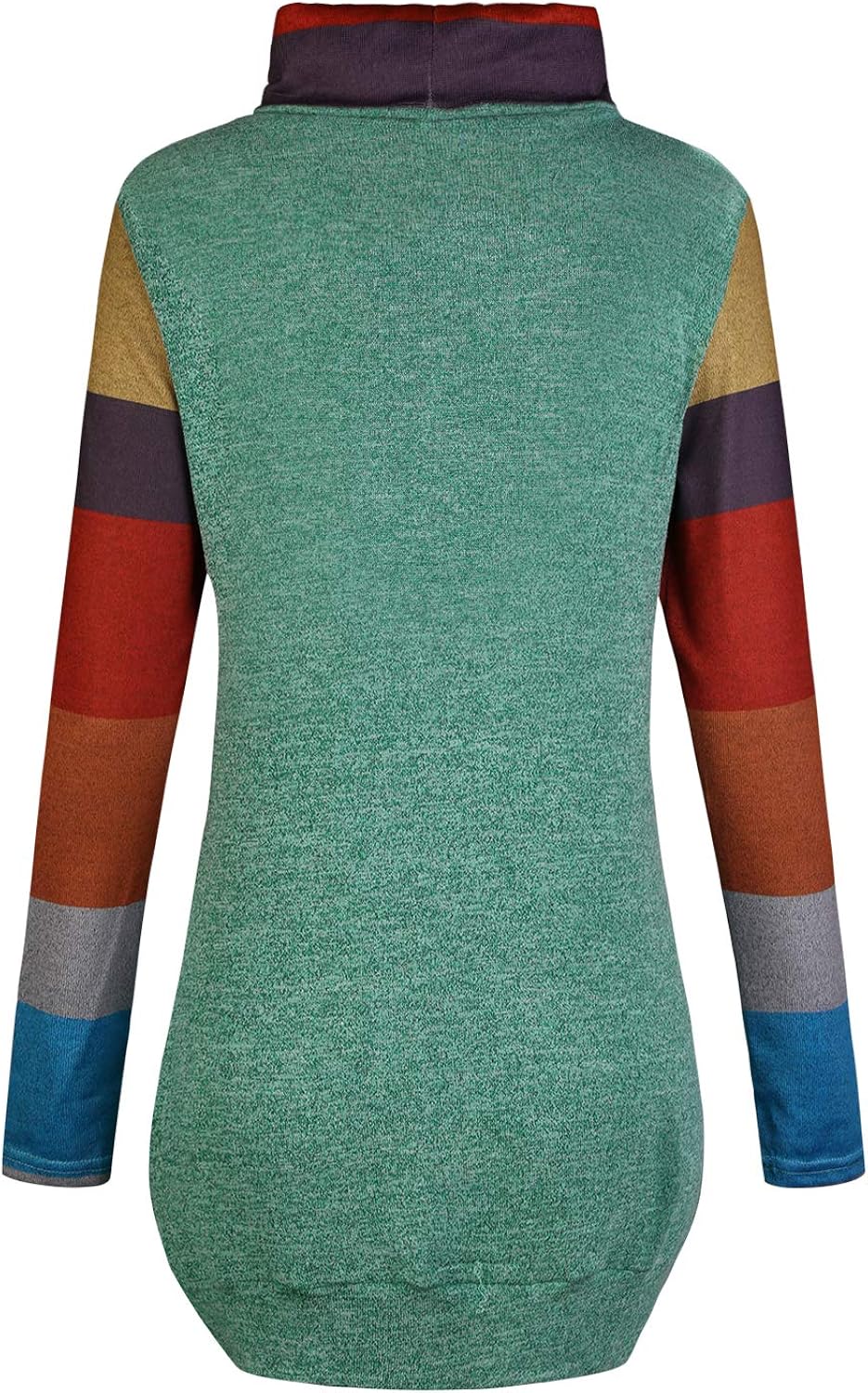 OUGES Women's Long Sleeve Round Neck Patchwork Casual Shirt Tops