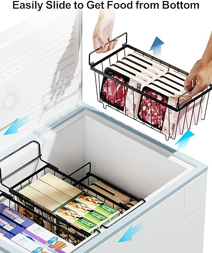 Miniatura 4 de iSPECLE Organizador de pecho para congelador, paquete de 2 cubos organizadores colgantes para congelador con mango expandible para congelador de 7