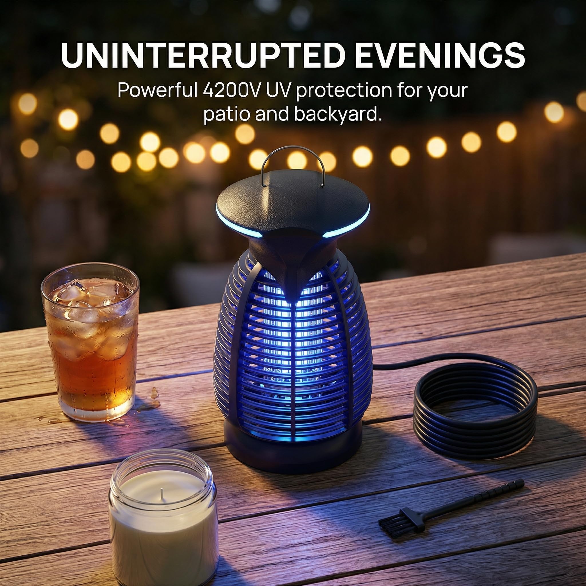 Matainsectos eléctrico al aire libre – 4200 V de alta tensión, luz LED impermeable para mosquitos, moscas, patio, porche, garaje, patio trasero, casa