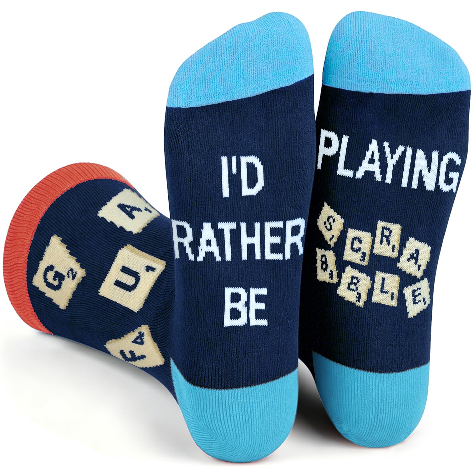 GOLIN Funny Socks Gift for Men, I'd Rather Be Hiking Golfing Fishing Camping Skiing Gaming Novelty Socks, Word Game, Medium