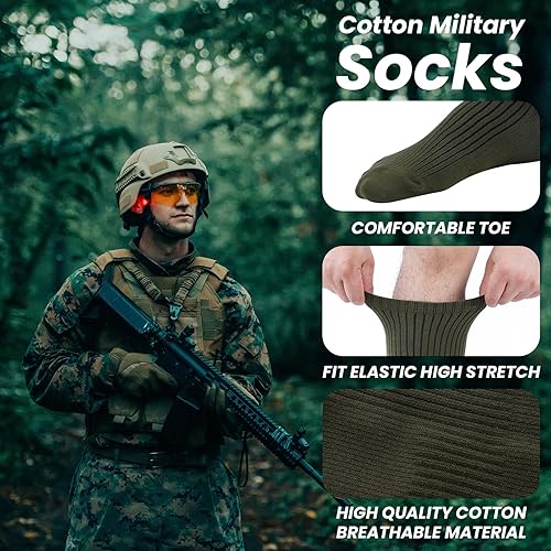 Miniatura 4 de Ramede 20 pares de calcetines militares para botas militares para hombre, calcetines de algodón grueso de grado militar, calcetines militares para