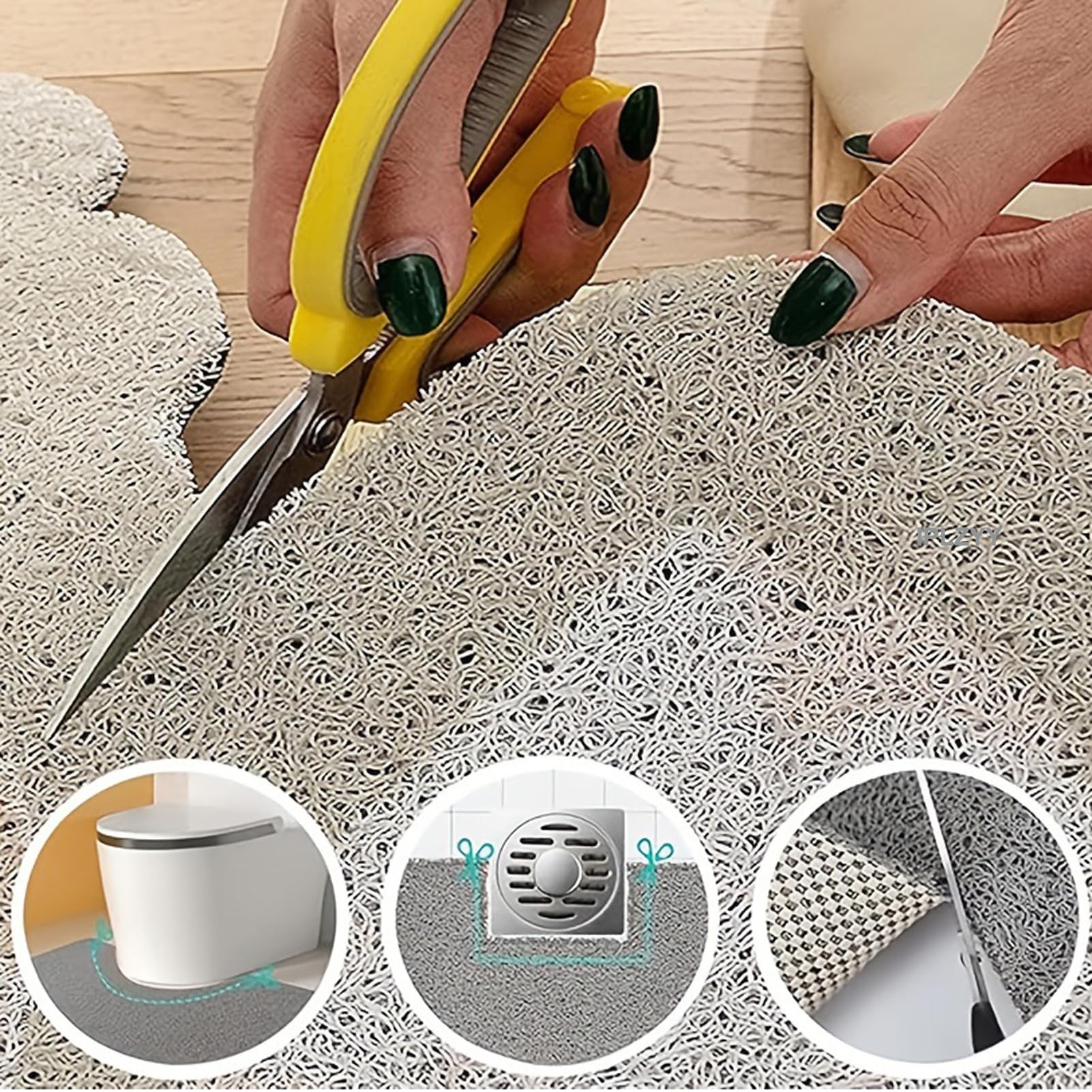 Tappetino da doccia antiscivolo in morbido PVC luffa tappetino da bagno per aree doccia umide strutturate e lisce, C, 75 x 120 cm