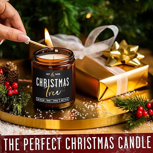 Miniatura 5 de Christmas Tree Candles, Christmas Candles Scented - 'Christmas Tree' Candle wBalsam, Cedar & Citrus - Infused with Essential Oils I Pine Candle I