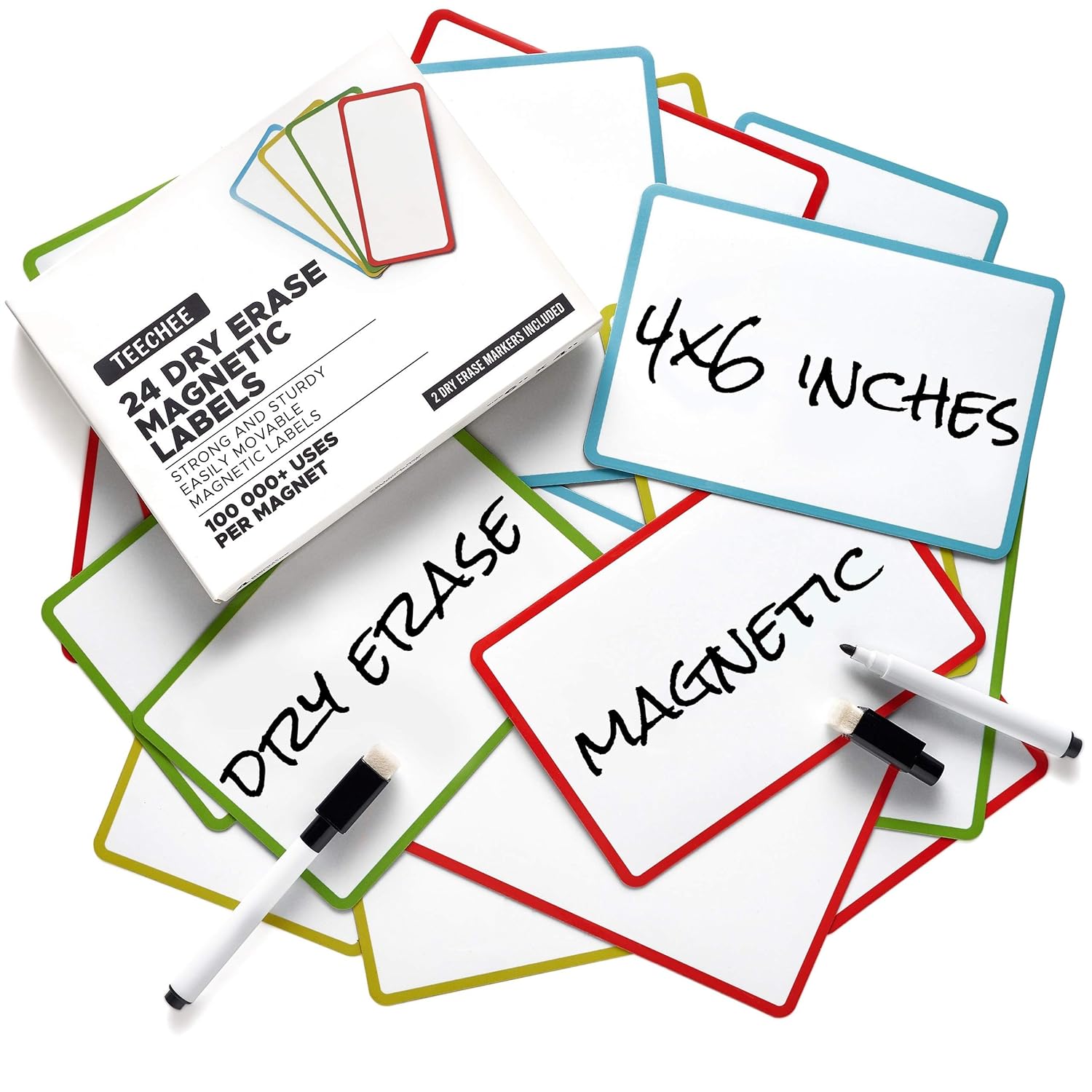 24 Dry Erase 6x4 inches by TeeChee + 2 Dry Erase Markers